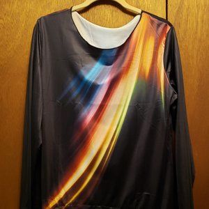 Black Blouse with Rainbow swipe